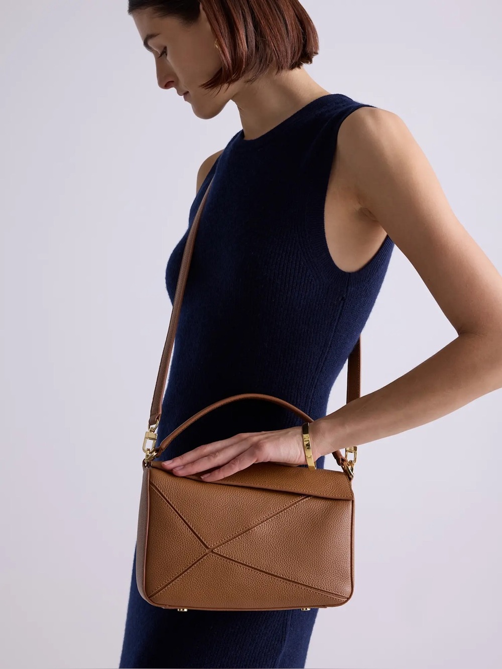 Quince Sabine Crossbody Convertible Leather Bag in Cognac - Picture 3 of 16